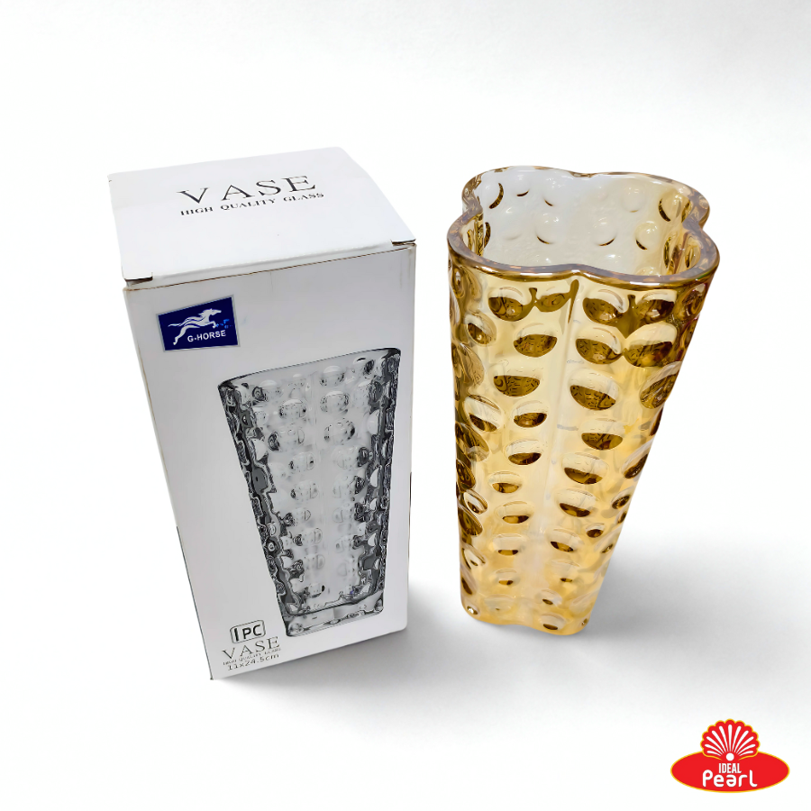 G-HORSE GLASS FLOWER VASE BUBBLE DESIGN (11X24.5CM)