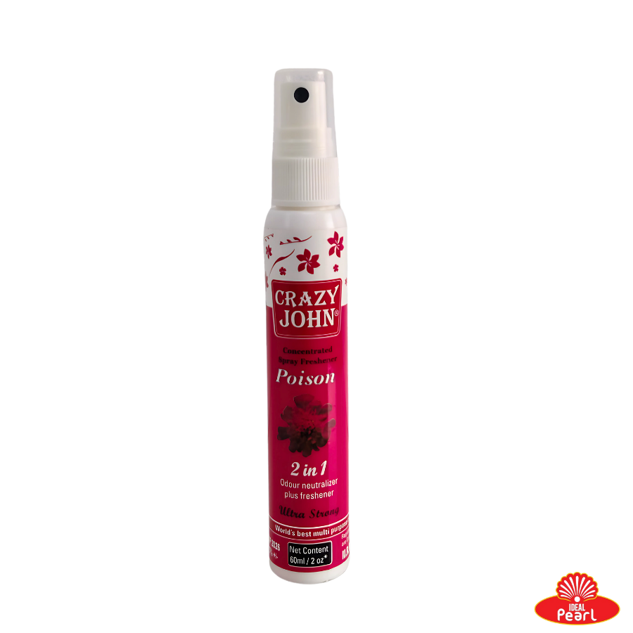 CRAZY JOHN CONCENTRATED SPRAY FRESHENER - ODOUR NEUTRALIZER, PLUS FRESHENER 2 IN 1 (60ML) -  POISON