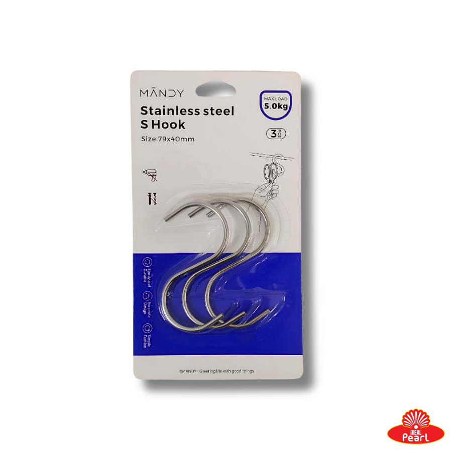 MANDY STAINLESS STEEL S HOOK 3PCS (M-10966)