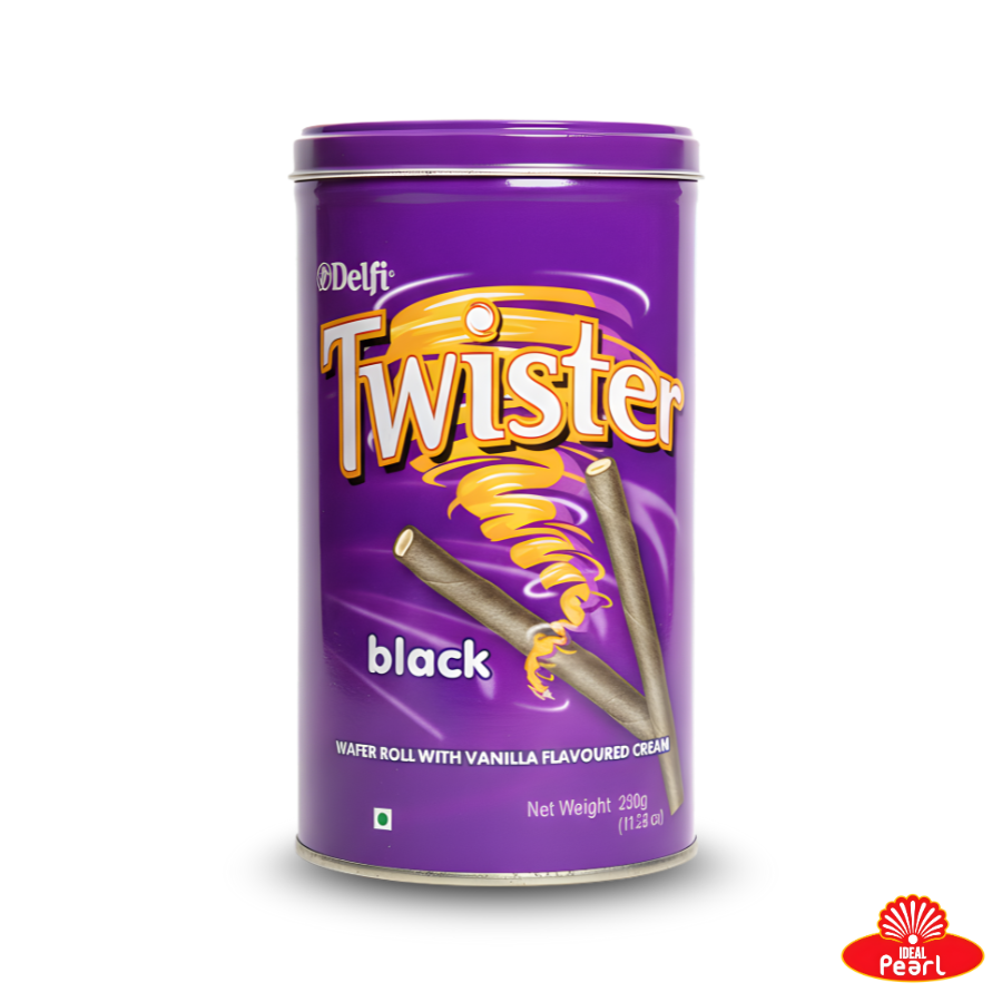 DELFI TWISTER BLACK WAFER ROLL - VANILLA FLAVOURED CREAM (320G)