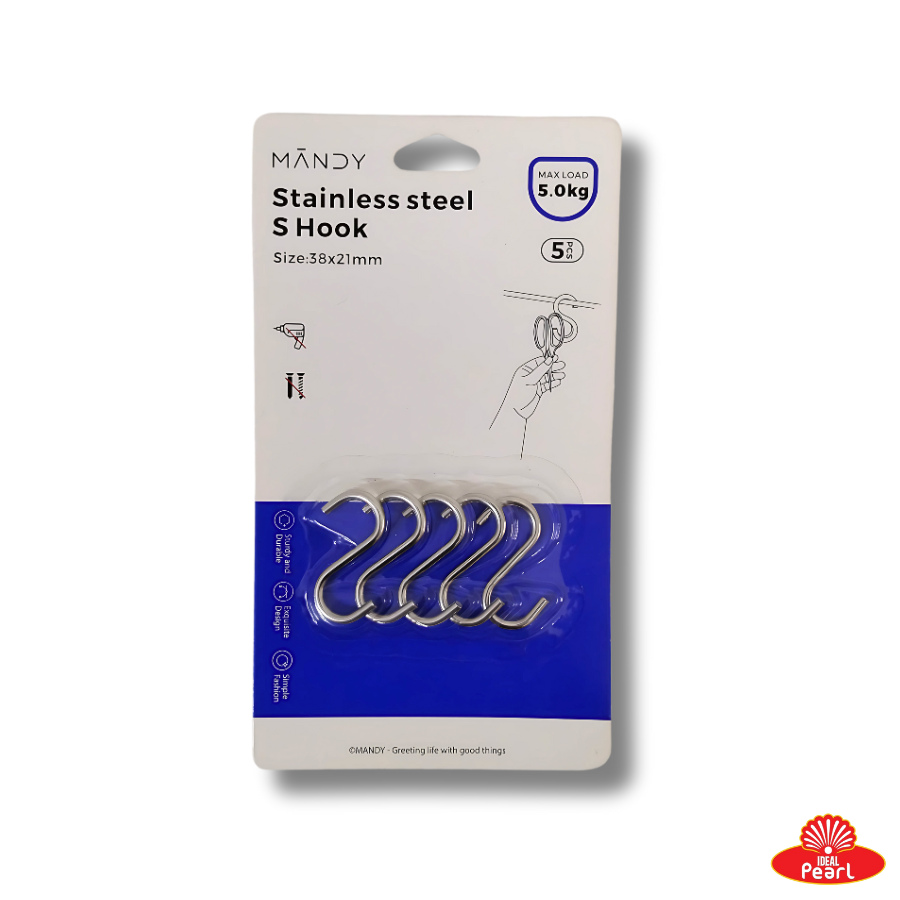 MANDY STAINLESS STEEL S HOOK 5PCS (M-10968)