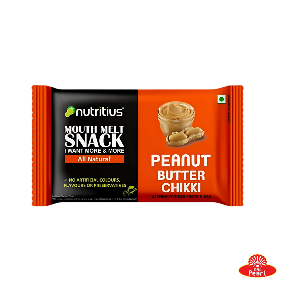 NUTRITIUS PEANUT BUTTER CHIKKI  MOUTH MELT SNACK ALL NATURAL - 125G