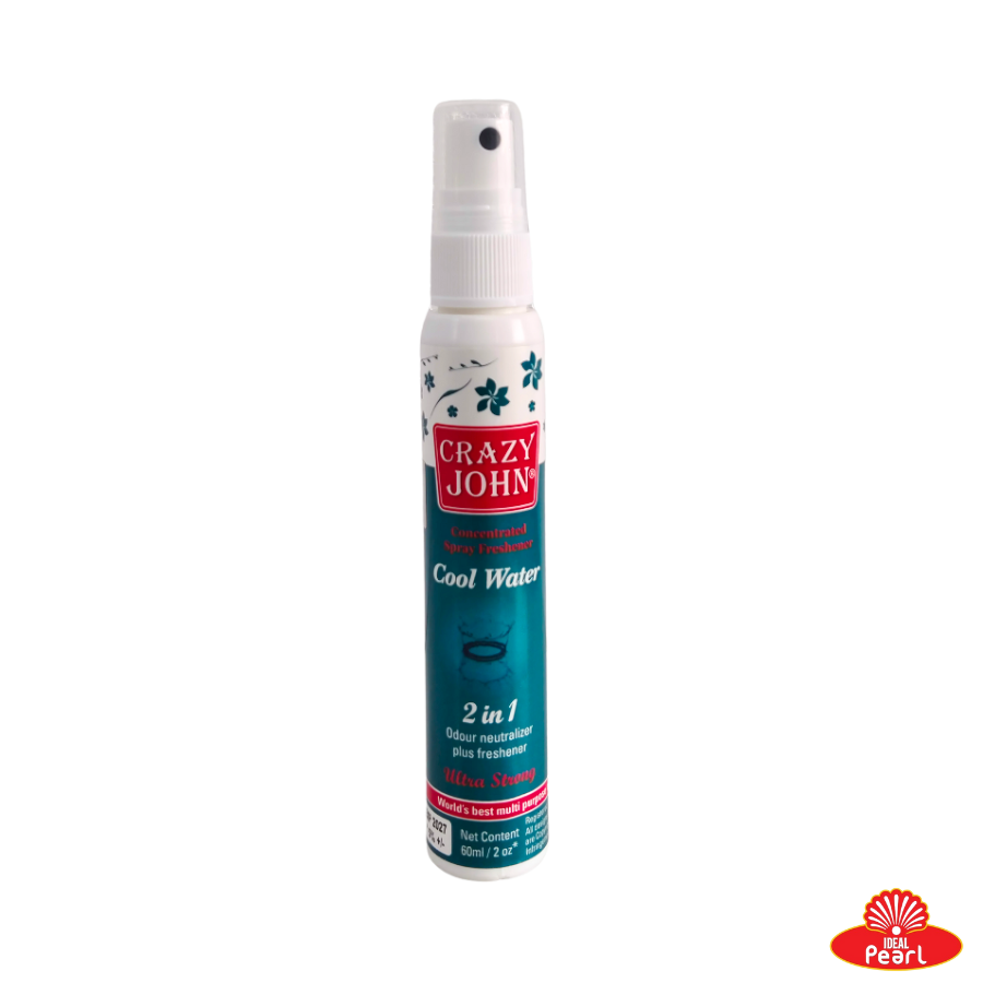 CRAZY JOHN CONCENTRATED SPRAY FRESHENER - ODOUR NEUTRALIZER, PLUS FRESHENER 2 IN 1 (60ML) - COOL WATER