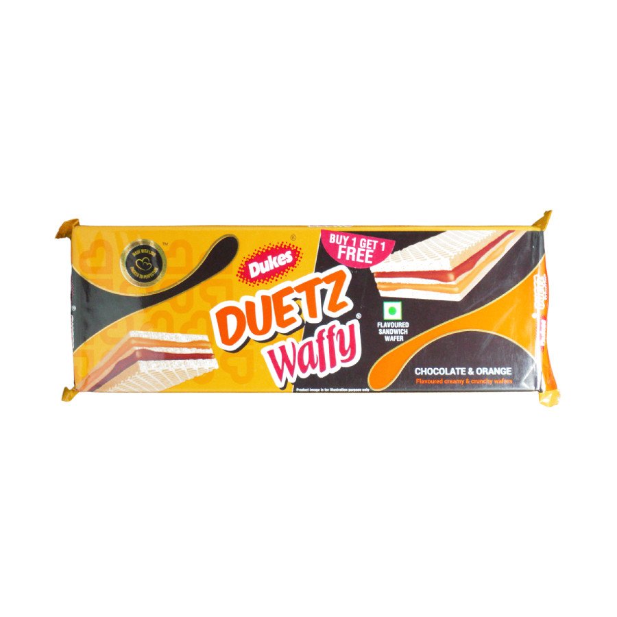 Dukes - Duetz Waffy Chocolate & Orange Flavoured Creamy & Crunchy Wafers 100g