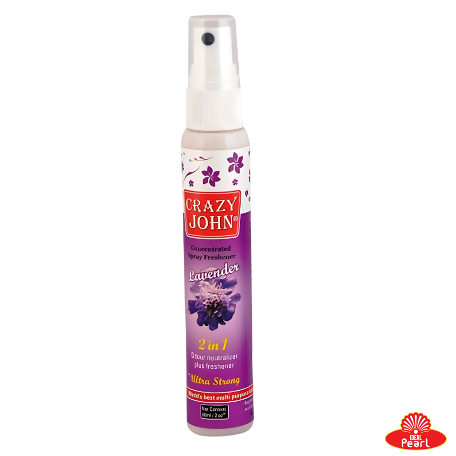 CRAZY JOHN CONCENTRATED SPRAY FRESHENER - ODOUR NEUTRALIZER, PLUS FRESHENER 2 IN 1 (60ML) -  LAVENDER
