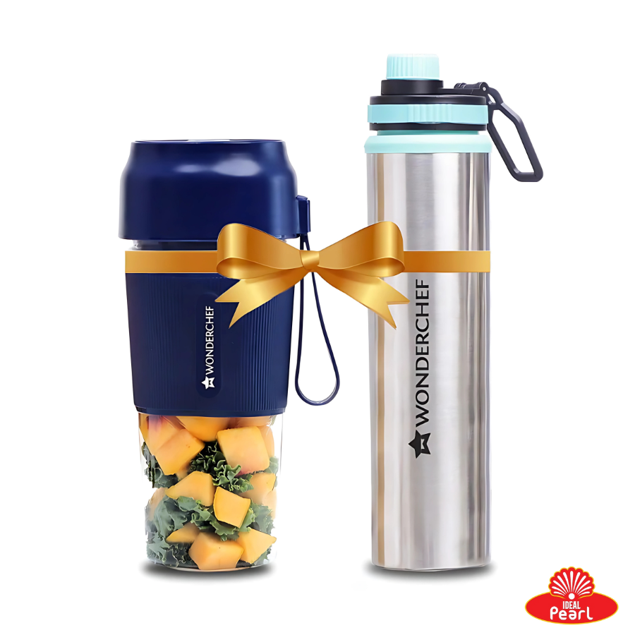 WONDERCHEF NUTRI-CUP PORTABLE BLENDER & SIPPY SS BOTTLE