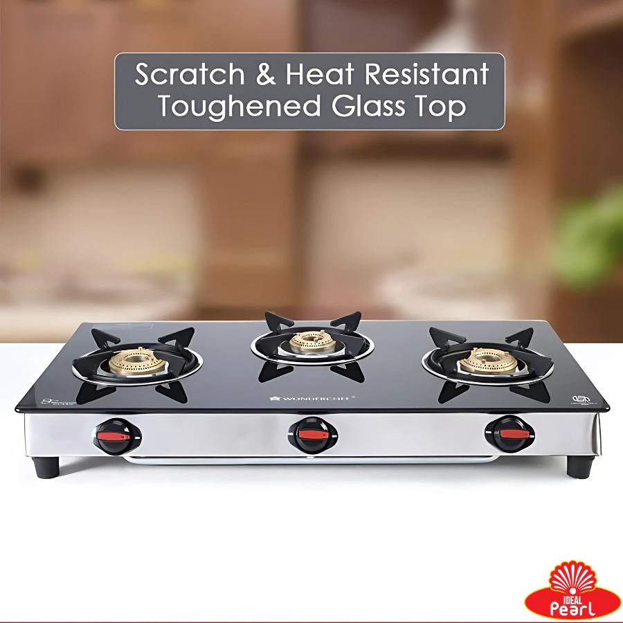 Wonderchef Galaxy 3 Burner Auto Cooktop | 6mm Toughened Glass | Piezo Auto Ignition | 2 Years Warranty