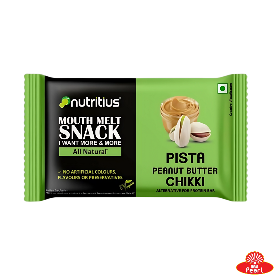 NUTRITIUS PISTA PEANUT BUTTER CHIKKI  MOUTH MELT SNACK ALL NATURAL - 125G