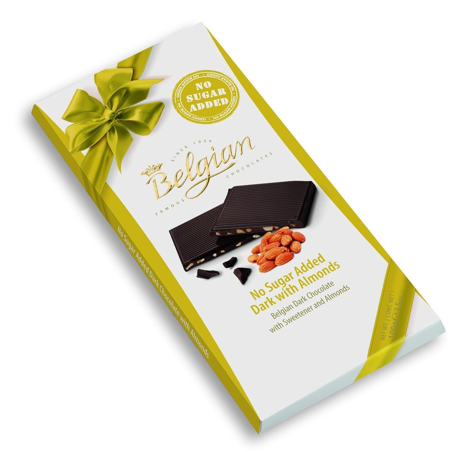 Belgian Dark Chocolate Bar With Almonds No Sugar Added 100g